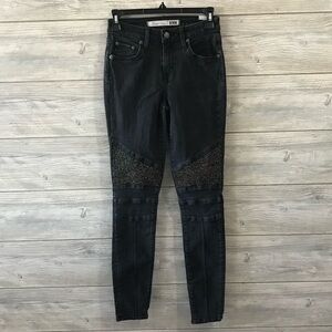 Lovers + Friends Mixed Motto Studded Skinny Jeans